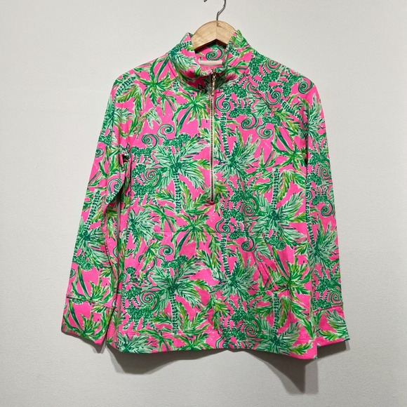 NEW Lilly Pulitzer UPF 50+ Skipper Popover Sweater Prosecco Pink Hangin Around S - Picture 1 of 4